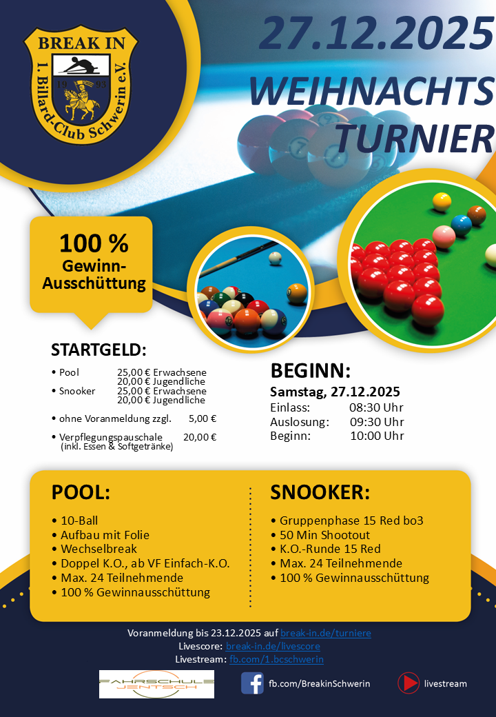 Sommerturnier Pool und Snooker 2026